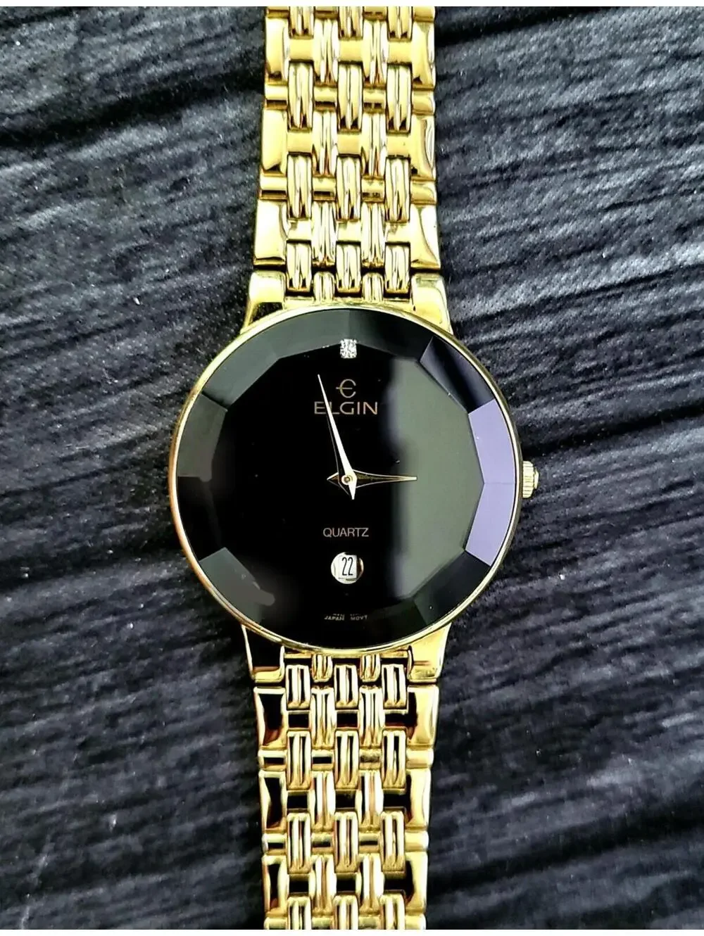 Rare Unisex Elgin‎ Diamond Dial Faceted Crystal Dress Watch